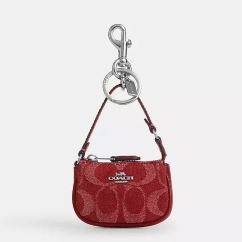 ❤️▪️Coach▪️ Mini Nolita Bag Charm In Signature Denim -True Red / Silver
